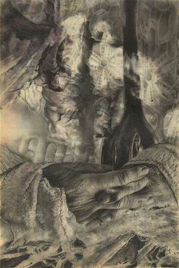     crayon / papier paraffin&eacute; - 17,5 x 11,5 cm